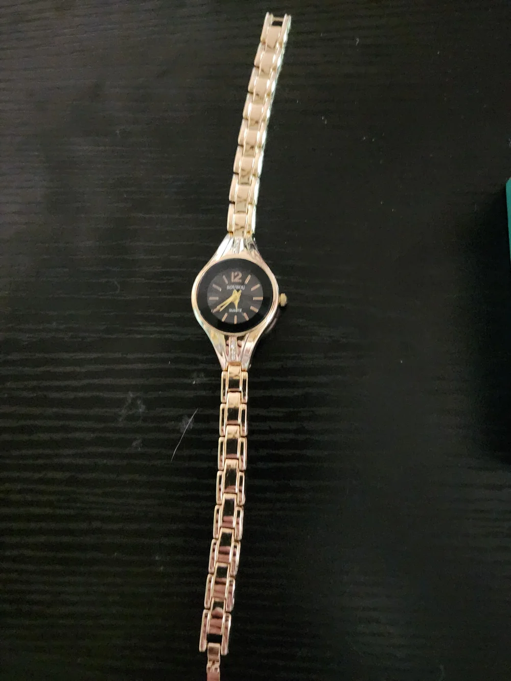 Women's Gold Bracelet Watch with Black Dial